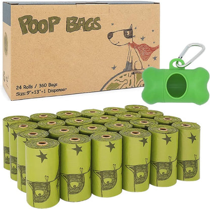Dog Poop Bags 360 Count,Unscented Extra Thick Waste Bags with Dispenser, 100% Leak-Proof Doggie Bag Refill Rolls