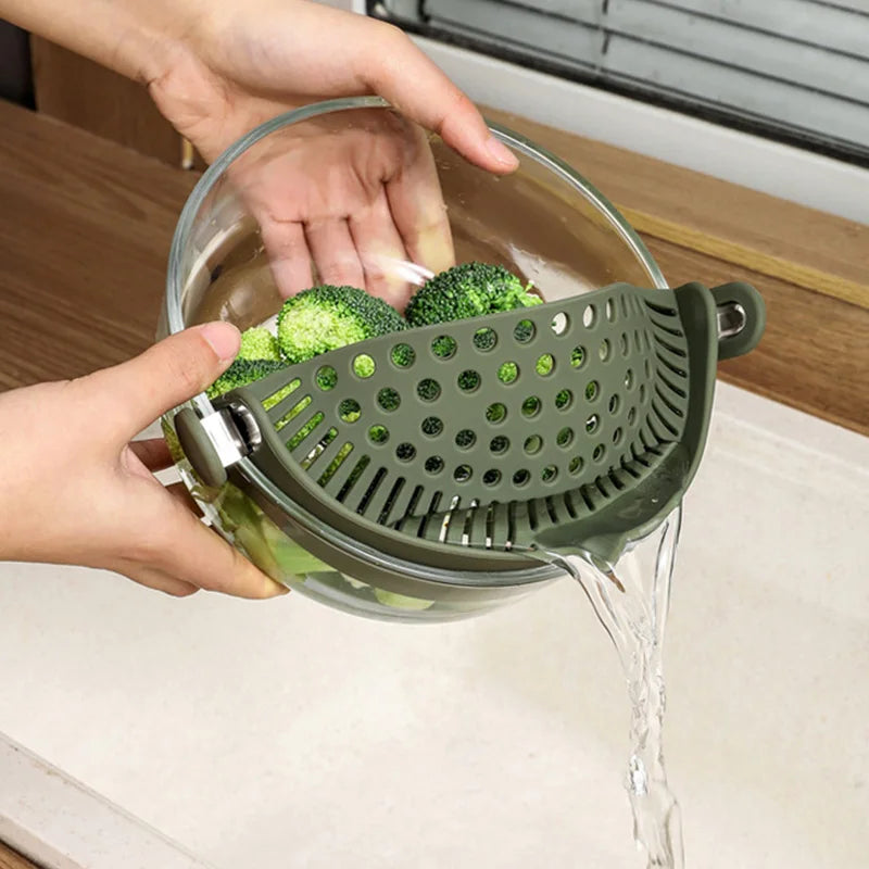 Silicone Pot Side Drainer Vegetable Noodle Drainage Filter Pour Baffle Kitchen Gadgets