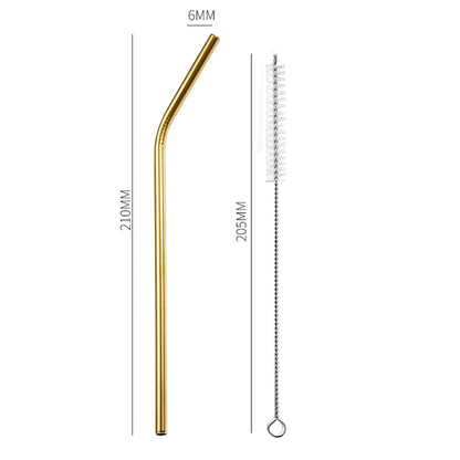 Reusable Metal Drinking Straws 304 Stainless Steel Drinking Straws Eco-Friendly Bent Straight Drinks Straws for Cocktail Milk