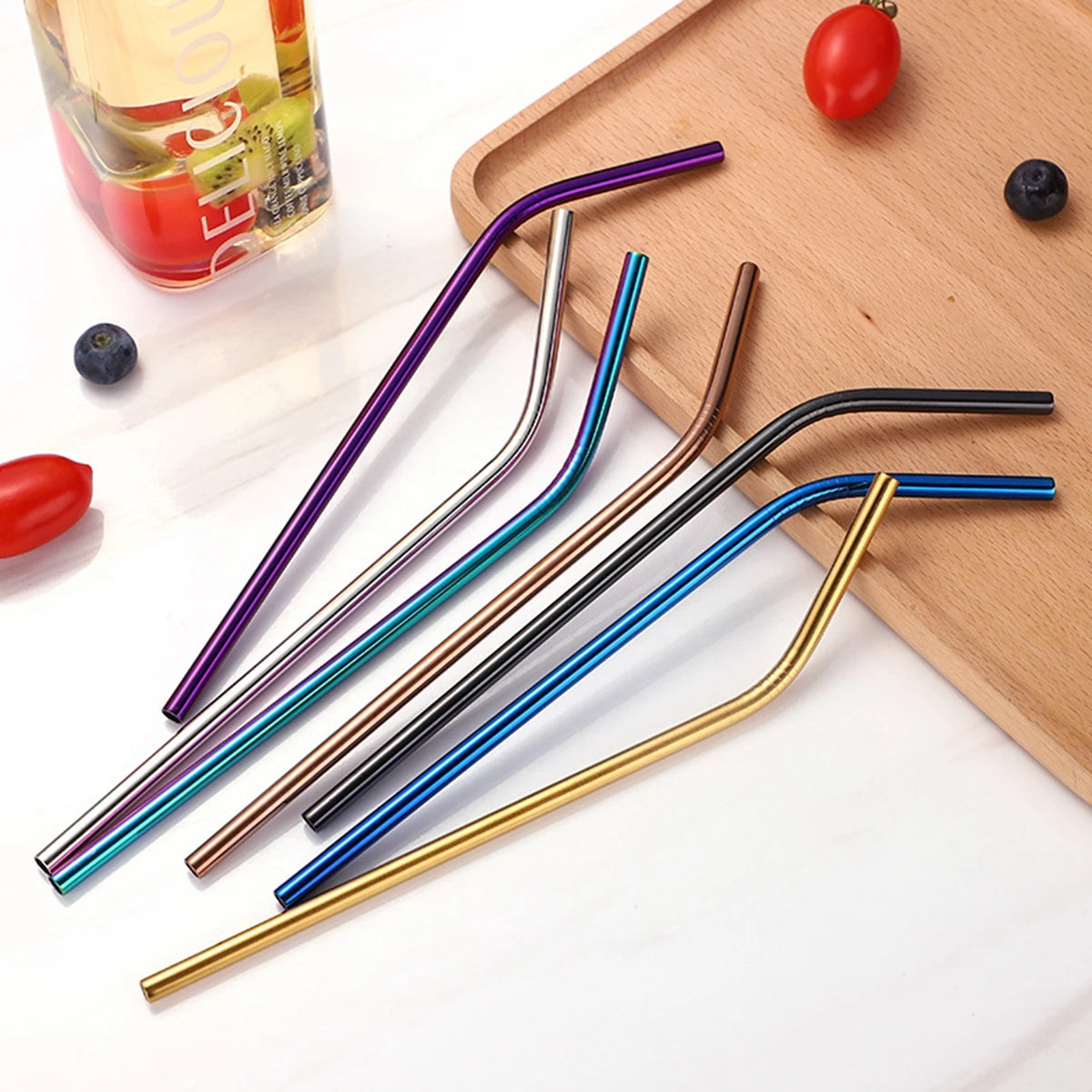 Reusable Metal Drinking Straws 304 Stainless Steel Drinking Straws Eco-Friendly Bent Straight Drinks Straws for Cocktail Milk