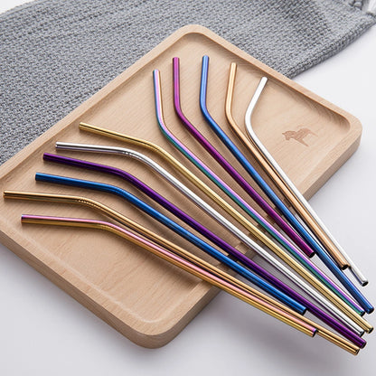 Reusable Metal Drinking Straws 304 Stainless Steel Drinking Straws Eco-Friendly Bent Straight Drinks Straws for Cocktail Milk