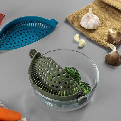 Silicone Pot Side Drainer Vegetable Noodle Drainage Filter Pour Baffle Kitchen Gadgets