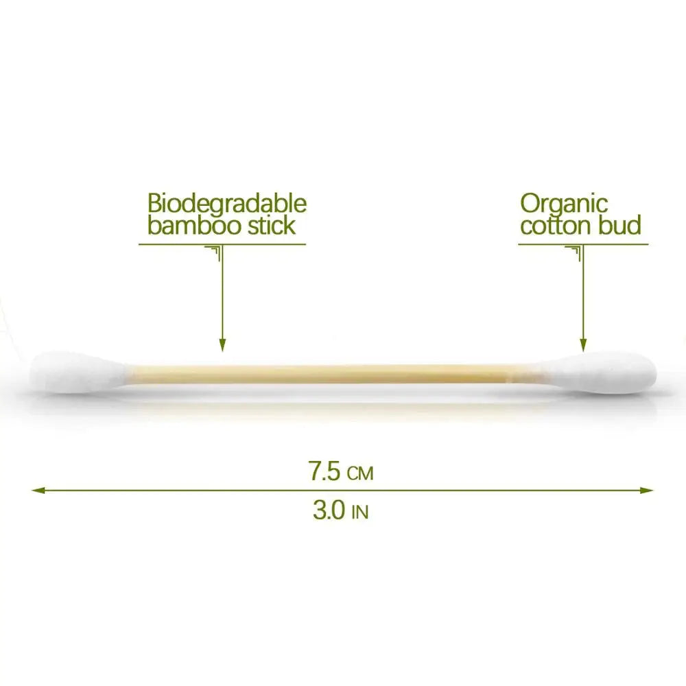 New Style Double Head Bamboo Cotton Swabs Eco Friendly Wooden Cotton Buds Recyclable Biodegradable for Makeup Nose Ear Clean