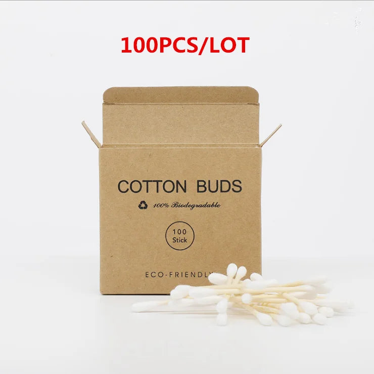 New Style Double Head Bamboo Cotton Swabs Eco Friendly Wooden Cotton Buds Recyclable Biodegradable for Makeup Nose Ear Clean