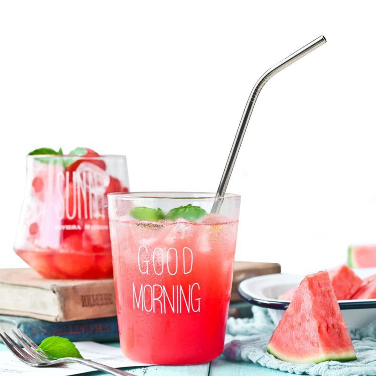 Reusable Metal Drinking Straws 304 Stainless Steel Drinking Straws Eco-Friendly Bent Straight Drinks Straws for Cocktail Milk