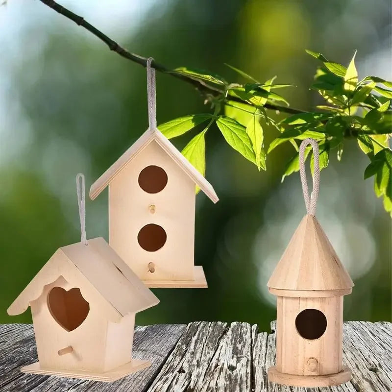 Wooden Bird House Nest Handmade Ecofriendly Bird Nest Cage Outdoor Birdhouse Garden Yard Hanging Decoration Crafts Dropshipping