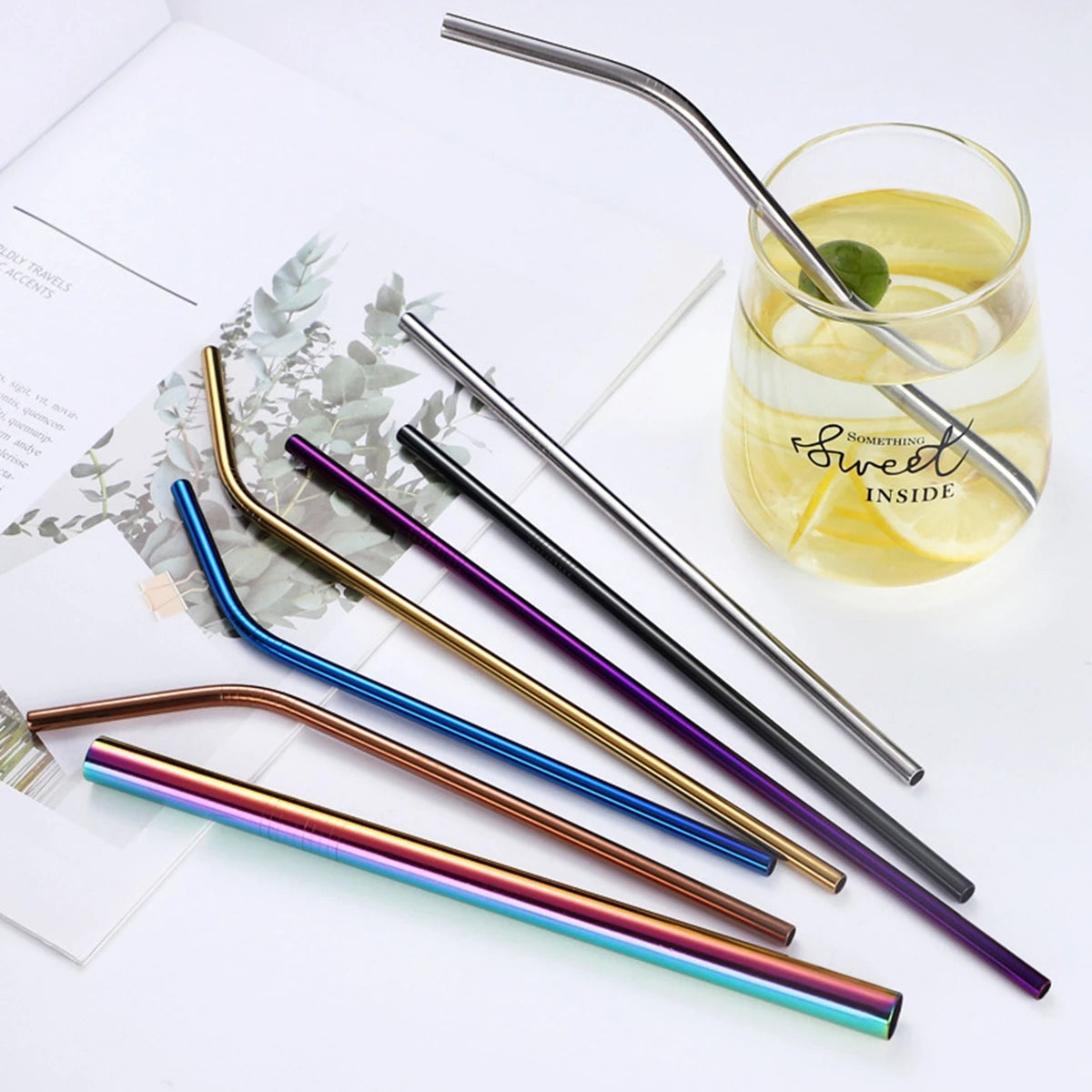 Reusable Metal Drinking Straws 304 Stainless Steel Drinking Straws Eco-Friendly Bent Straight Drinks Straws for Cocktail Milk