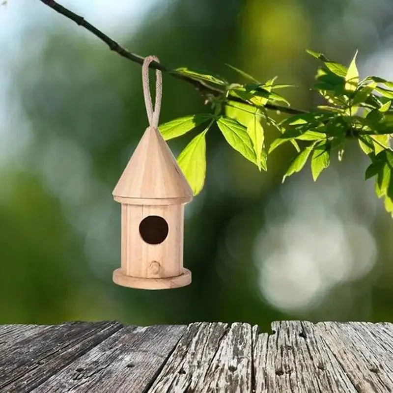 Wooden Bird House Nest Handmade Ecofriendly Bird Nest Cage Outdoor Birdhouse Garden Yard Hanging Decoration Crafts Dropshipping