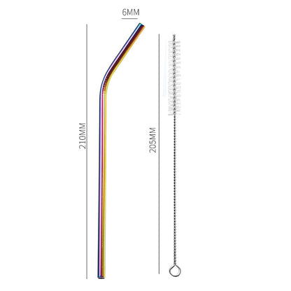 Reusable Metal Drinking Straws 304 Stainless Steel Drinking Straws Eco-Friendly Bent Straight Drinks Straws for Cocktail Milk